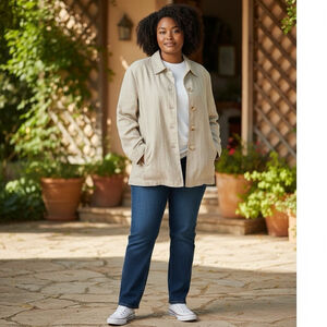 431 - VINTAGE CLEO CREAM BLAZER - 54% LINEN